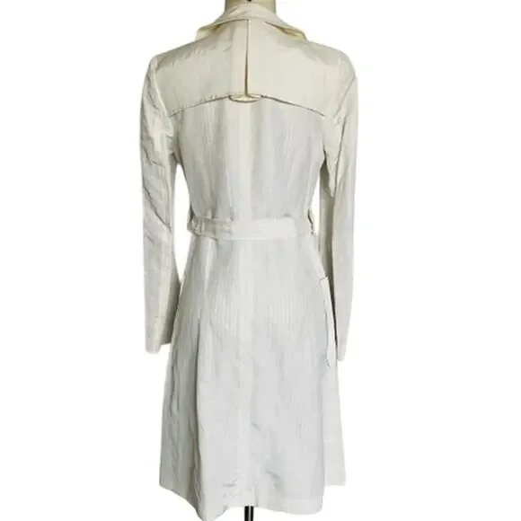 Tocca New Cream Ivory Linen Viscose Trench Coat Belted - Picture 2 of 12